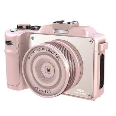Digitalkamera 4K/48MP med 18X digital zoom, stabilisering og autofokus Rosa