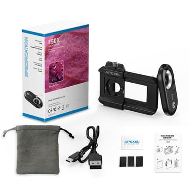100X mikroskoplinse med LED-lys - for mobiler