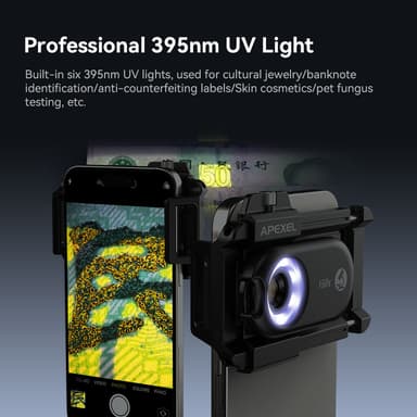 100X mobiltelefonmikroskoplinse med LED-lys