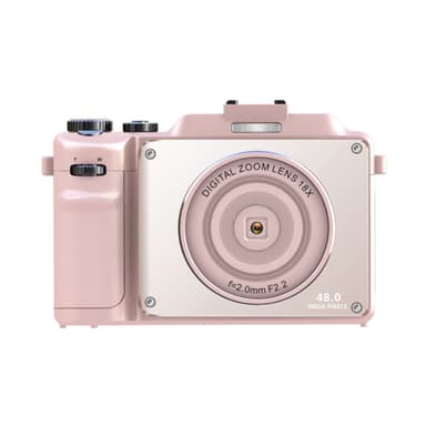 Digitalkamera 4K/48MP med 18X digital zoom, stabilisering og autofokus Rosa