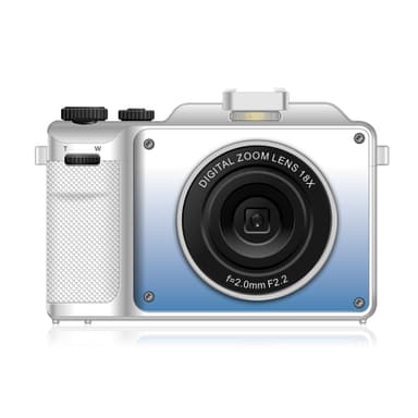 Digitalkamera 4K/48MP med 18X digital zoom, stabilisering og autofokus Hvit