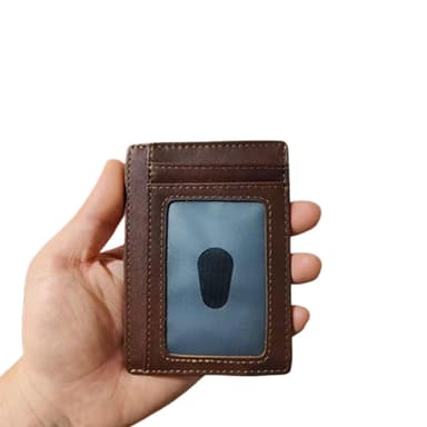 Kortholder med RFID-beskyttelse av ekte skinn Brun