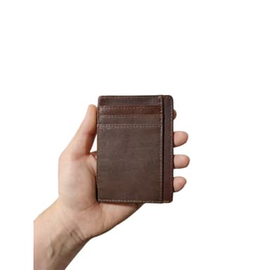 Kortholder med RFID-beskyttelse av ekte skinn Brun
