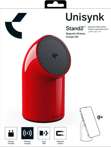 Unisynk Stand2 Qi2 trådløs bordlader (rød)