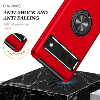For Pixel 8a Hybrid Deksel med Fingerring - Rød
