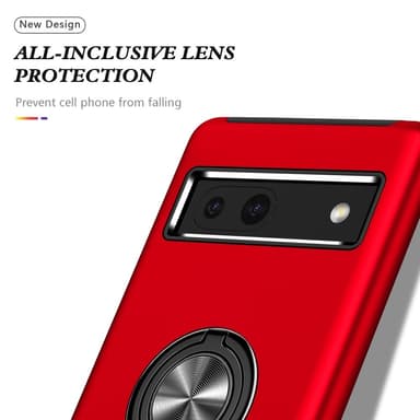 For Pixel 8a Hybrid Deksel med Fingerring - Rød