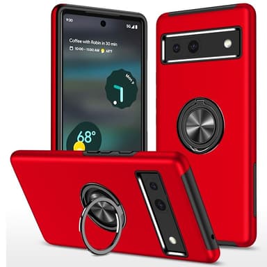 For Pixel 8a Hybrid Deksel med Fingerring - Rød
