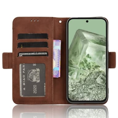 Til Google Pixel 8a Lommebok-deksel med Kortholder - Brun