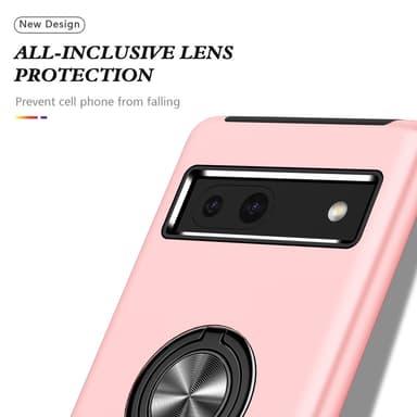 Til Pixel 8a Hybrid Deksel med Fingerring - Rosa