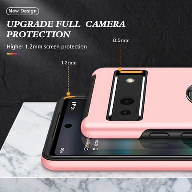 Til Pixel 8a Hybrid Deksel med Fingerring - Rosa