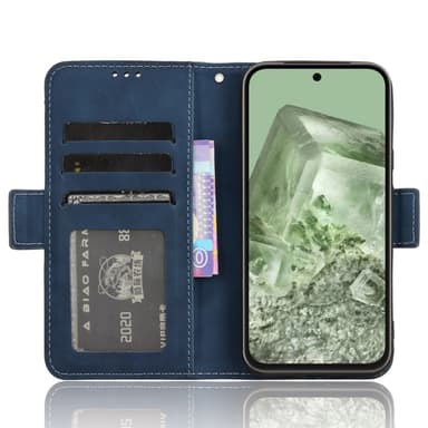 Til Google Pixel 8a Lommebok-deksel med Kortholder - Blå