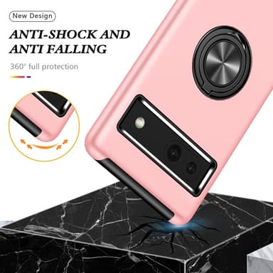 Til Pixel 8a Hybrid Deksel med Fingerring - Rosa