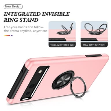 Til Pixel 8a Hybrid Deksel med Fingerring - Rosa