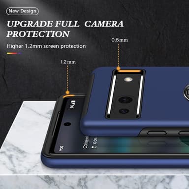 For Pixel 8a Hybrid Deksel med Fingerring - Blå