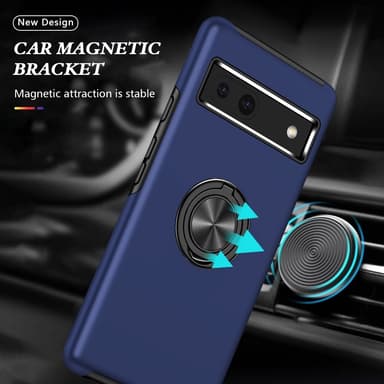 For Pixel 8a Hybrid Deksel med Fingerring - Blå