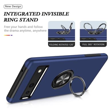 For Pixel 8a Hybrid Deksel med Fingerring - Blå