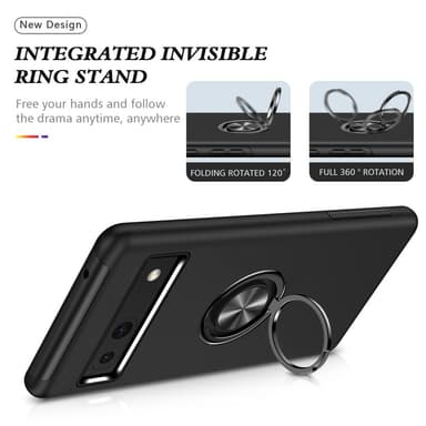 For Pixel 8a Hybrid Deksel Med Fingerring - Svart