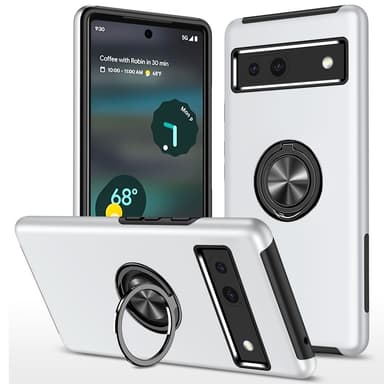 For Pixel 8a Hybrid Deksel med Fingerring - Sølv