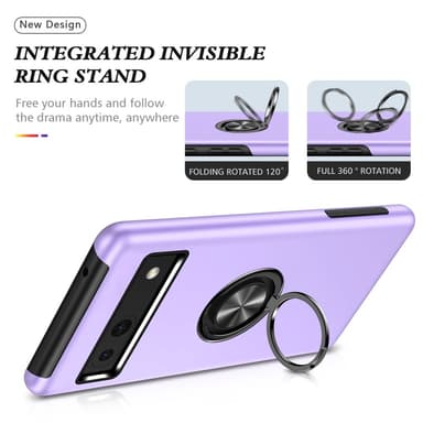 Til Pixel 8a Hybrid Deksel med Fingerring - Lilla