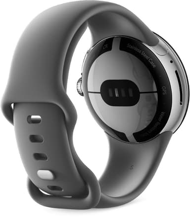 Google Pixel Watch WiFi-smartklokke, polert sølv/karbon