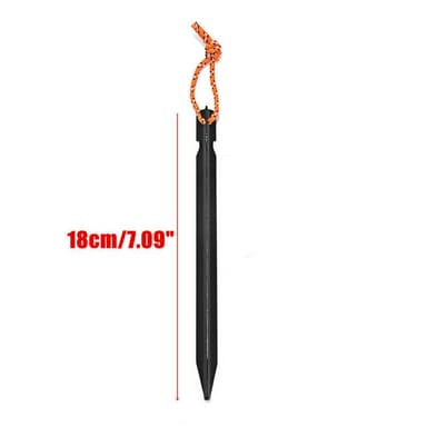 Teltplugger / jordplugger med hempe 18 cm Aluminium Sort / Oransje 4-pak