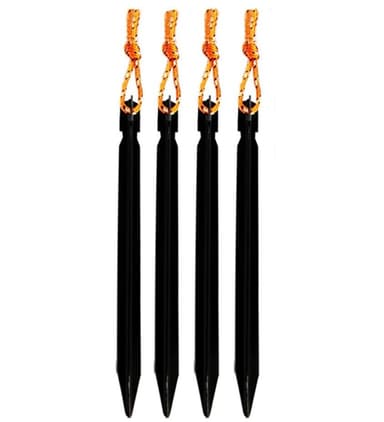 Teltplugger / jordplugger med hempe 18 cm Aluminium Sort / Oransje 4-pak
