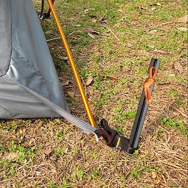 Teltplugger / jordplugger med hempe 18 cm Aluminium Sort / Oransje 4-pak
