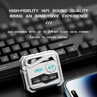 Trådløse ørepropper Bluetooth 5.3 berøringskontroller gaming Hvit