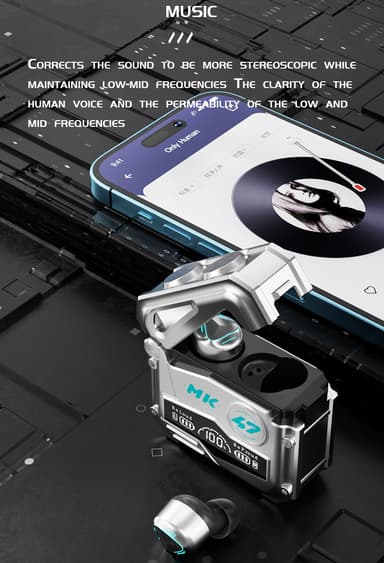 Trådløse ørepropper Bluetooth 5.3 berøringskontroller gaming Hvit