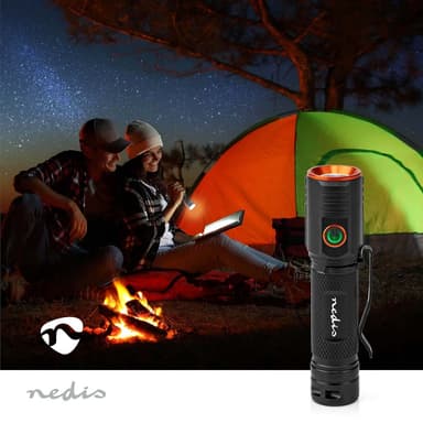 Nedis LED lommelykt | Batteri drevet | 3.7 V DC | 20 W | N/A | batterier følger med | Oppladningsbar | Nominell lysfluks: 2000 lm | Lysrekkevidde: 180 m | Strålevinkel: 10 °