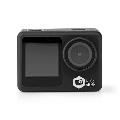 Nedis handling Cam | Dobbel Skjerm | 4K@30fps | 16 MPixel | Vanntett opptil: 30.0 m | 90 min | Wi-Fi | App tilgjengelig for: Android™ / IOS | Montering inkludert | Sort