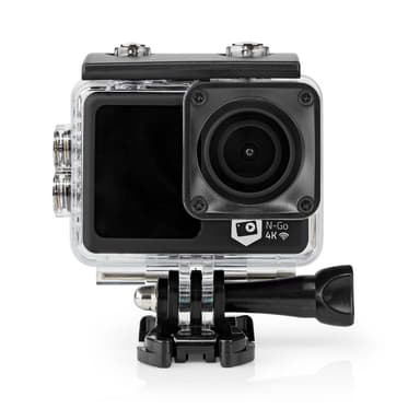 Nedis handling Cam | Dobbel Skjerm | 4K@30fps | 16 MPixel | Vanntett opptil: 30.0 m | 90 min | Wi-Fi | App tilgjengelig for: Android™ / IOS | Montering inkludert | Sort