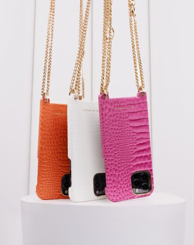 Lilou Necklace Case White Croco iPhone8/7/6/6S/SE