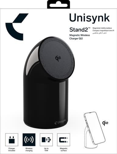 Unisynk Stand2 Qi2 trådløs bordlader (sort)