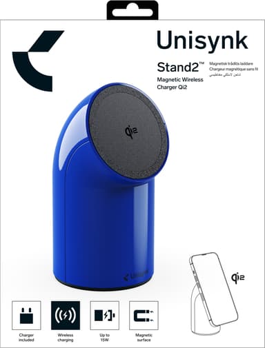 Unisynk Stand2 Qi2 trådløs bordlader (blå)