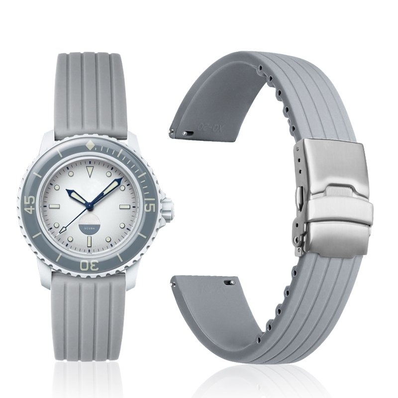Silikonklokkerem erstatning for Blancpain X Swatch Grå