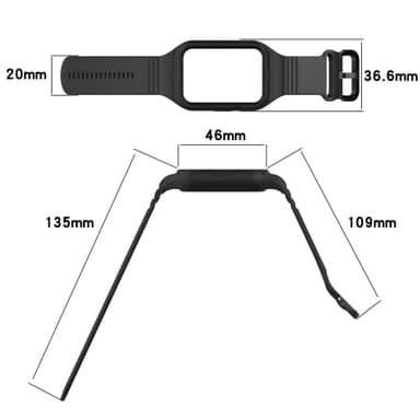 Silikon integrert klokkerem for Xiaomi Mi Band 8 Pro Sort