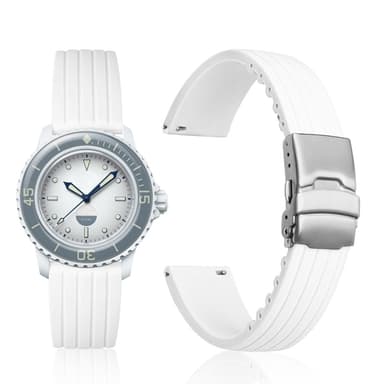 Silikonklokkerem erstatning for Blancpain X Swatch Hvit