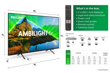 Philips 43" PUS8349 4K LED Ambilight TV (2024)