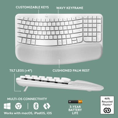 Logitech Wave Keys ergonomisk tastatur (hvit)
