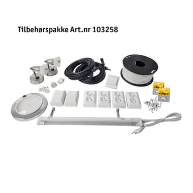 Solcelleanlegg 12V, 100 watt, AGM 260At, m/tilbehørspakke