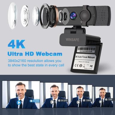 NÖRDIC Webcam UHD 4K 30fps 1080p 60fps 4MP Autofokus, Lyskorreksjon