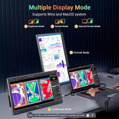 NÖRDIC USB-C og HDMI bærbar LCD-skjerm 15,6"" 1920x1080p 60Hz