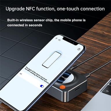 NÖRDIC Bluetooth 5.1-mottaker, med NFC, TF-kortspor, 3,5 mm AUX/RCA, trådløs adapter med lav ventetid for stereoanlegg for streaming av musikk hjemme