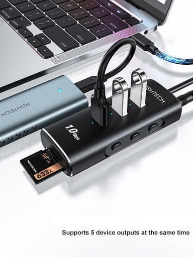 NÖRDIC Gen2 3.2 USB-C 3port Hub 10Gbps 1m kabel 3xUSB-A 1xSD 1xTF kortleser