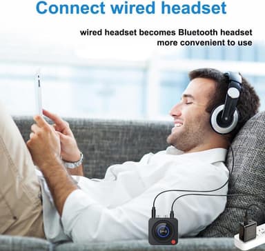 NÖRDIC Bluetooth 5.1-mottaker, med NFC, TF-kortspor, 3,5 mm AUX/RCA, trådløs adapter med lav ventetid for stereoanlegg for streaming av musikk hjemme