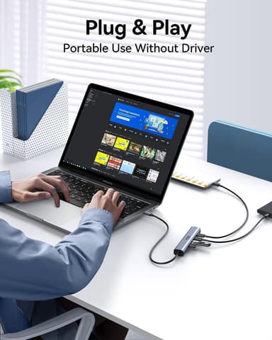 NÖRDIC Gen2 3.2 USB-C 4-porters Hub 10Gbps 19cm kabel 4xUSB-C