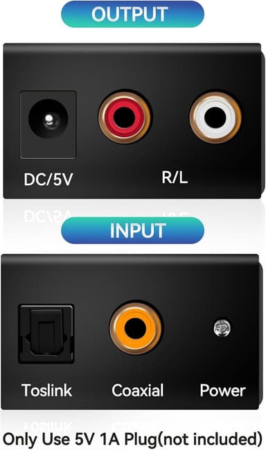 NÖRDIC digital til analog lydkonverter Mini DAC, TOSLINK og koaksial til RCA L / R Audio, Metal D / A Converter