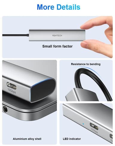 NÖRDIC Gen2 3.2 USB-C 4-porters Hub 10Gbps 19cm kabel 4xUSB-C