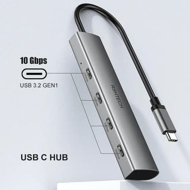 NÖRDIC Gen2 3.2 USB-C 4-porters Hub 10Gbps 19cm kabel 4xUSB-C